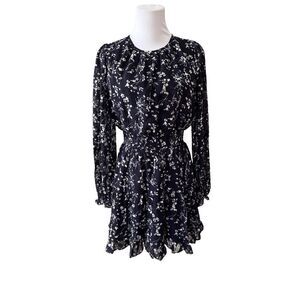 Lulus Too Cute Shocked Blue Floral Chiffon Aline Dress Lined sz MEDIUM NWT